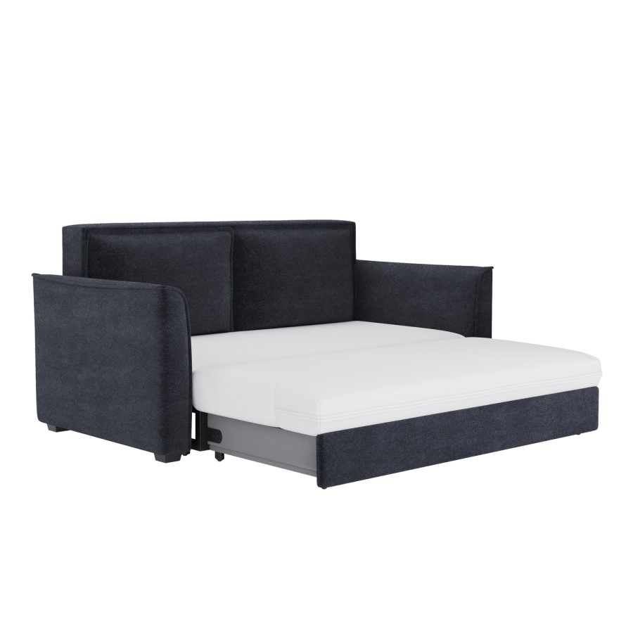 2 Seater Large Pull-Out Sofa Bed with Storage in Navy Chenille - Hunter