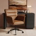 Brown Faux Leather Swivel Office Desk Chair - Hugh