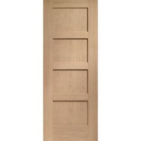 Internal Oak 4-Panel Shaker FD30 Fire Door - Unfinished - 2040 x 626 x 44mm - XL Joinery