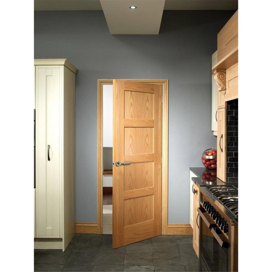 Internal Oak 4-Panel Shaker FD30 Fire Door - Unfinished - 2040 x 726 x 44mm - XL Joinery