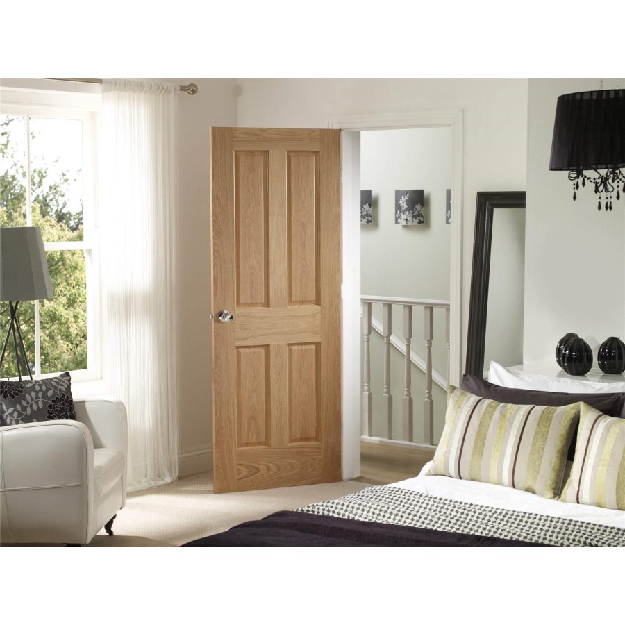 Internal Oak Victorian 4-Panel Door - Unfinished - 2040 x 626 x 40mm - Victoria - XL Joinery