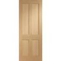 Internal Oak Victorian 4-Panel Shaker FD30 Fire Door - Unfinished - 1981 x 686 x 44mm - Victoria - XL Joinery
