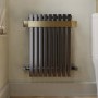 Gunmetal Single Panel Radiator with Brass Towel Bar 600 x 600mm - Iraya