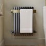 Gunmetal Single Panel Radiator with Brass Towel Bar 600 x 600mm - Iraya