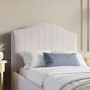 Cream Striped Upholstered Single Bed Frame with Storage Drawer - Isabelle
