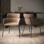 ALMOST PERFECT - Set of 2 Beige Velvet Curved Dining Chairs - Isla