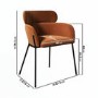 Set of 2 Burnt Orange Velvet Curved Dining Chairs - Isla