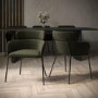 ONLY OPENED - Set of 2 Green Velvet Curved Dining chairs - Isla