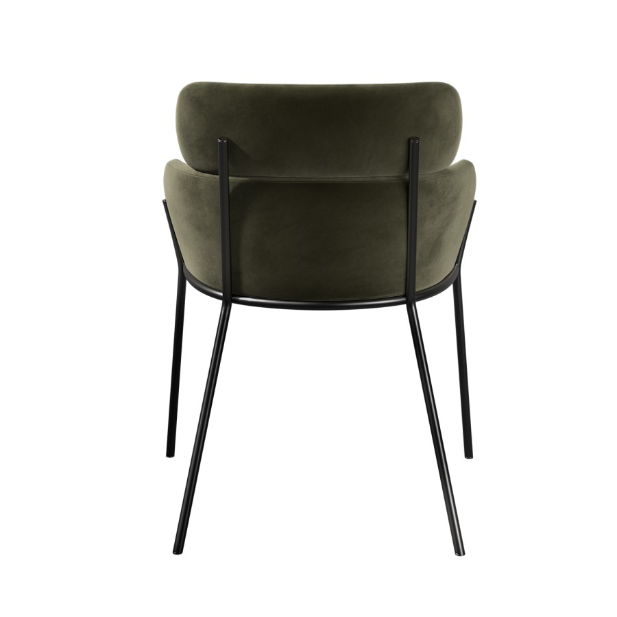 Set of 4 Green Velvet Curved Dining Chairs - Isla