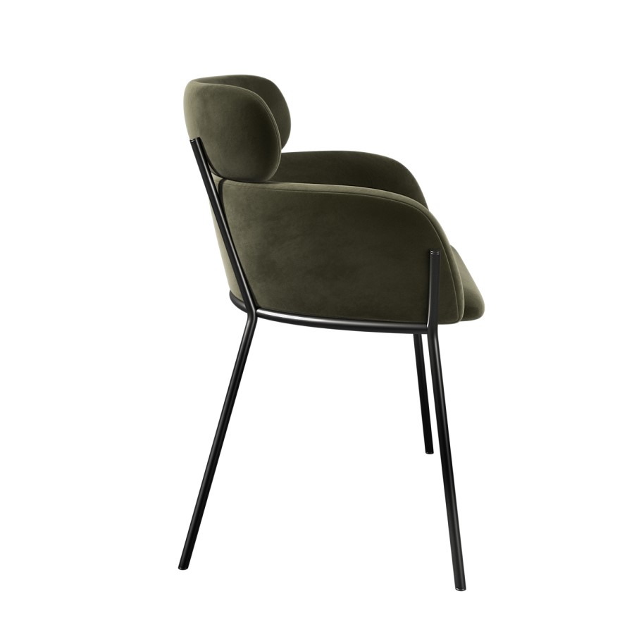 Set of 4 Green Velvet Curved Dining Chairs - Isla