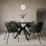 Set of 6 Green Velvet Curved Dining Chairs - Isla