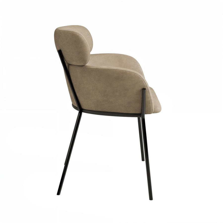 ONLY OPENED - Set of 2 Beige Faux Leather Curved Dining Chairs - Isla