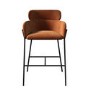 Set of 2 Burnt Orange Velvet Curved Kitchen Stools with Back - Isla