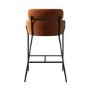 Set of 2 Burnt Orange Velvet Curved Kitchen Stools with Back - Isla