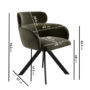 Set of 2 Green Velvet Curved Swivel Dining Chairs - Isla