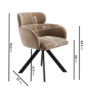 Set of 6 Beige Velvet Curved Swivel Dining Chairs - Isla