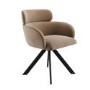 Set of 6 Beige Velvet Curved Swivel Dining Chairs - Isla
