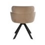 Set of 6 Beige Velvet Curved Swivel Dining Chairs - Isla