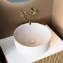 Matt White Round Stone Resin Deep Countertop Basin with Waste 400mm - Jasper