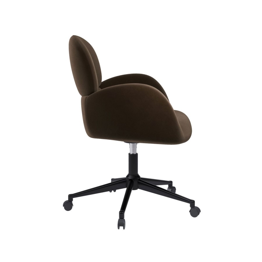 Brown Velvet Swivel Office Chair - Joelle