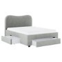 Grey Upholstered Double Bed Frame with Storage Drawers – Joanie