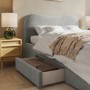 Grey Upholstered King Size Bed Frame with Storage Drawers – Joanie