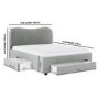 Grey Upholstered King Size Bed Frame with Storage Drawers – Joanie