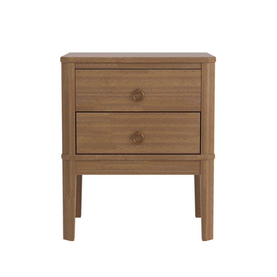Solid Pine Wood 2 Drawer Bedside Table - Josephine