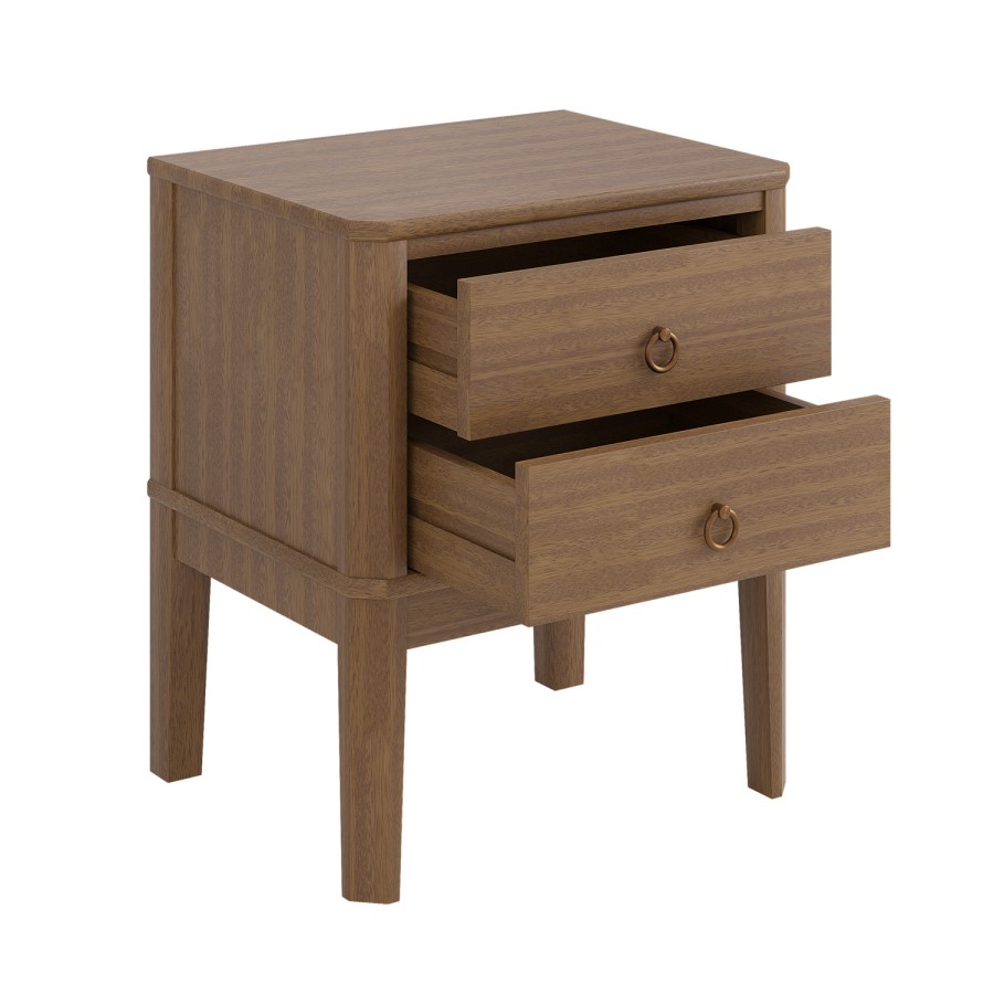 Solid Pine Wood 2 Drawer Bedside Table - Josephine