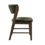 Set of 2 Green Velvet Curved Back Wooden Dining Chairs with Walnut Finish Legs - June