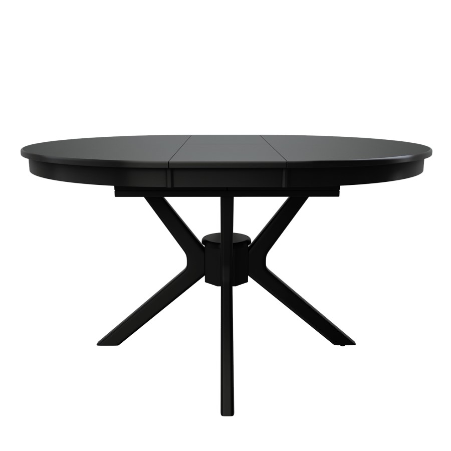 Round to Oval Black Extendable Dining Table Set with 4 Sage Green Faux Leather Chairs - Seats 4 - Karie