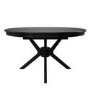 Round to Oval Black Extendable Dining Table Set with 4 Sage Green Faux Leather Chairs - Seats 4 - Karie