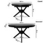 Round to Oval Black Extendable Dining Table Set with 4 Sage Green Faux Leather Chairs - Seats 4 - Karie