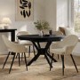 Large Black Wooden Extendable Round to Oval Dining Table - Seats 4 - 6 - Karie