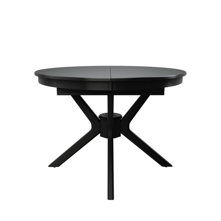 Round to Oval Black Extendable Dining Table Set with 4 Sage Green Faux Leather Chairs - Seats 4 - Karie