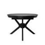 Round to Oval Black Extendable Dining Table Set with 4 Sage Green Faux Leather Chairs - Seats 4 - Karie