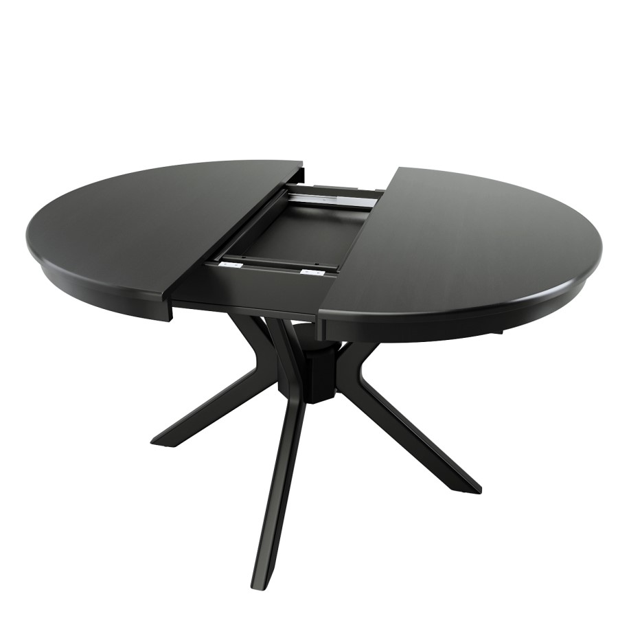 Round to Oval Black Extendable Dining Table Set with 4 Sage Green Faux Leather Chairs - Seats 4 - Karie