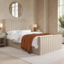 KHL009A Beige Velvet Double Side-Lift Ottoman Bed - Khloe