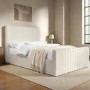 Cream Upholstered Double Side-Lift Ottoman Bed - Khloe