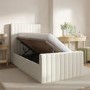 Cream Upholstered Single Side-Lift Ottoman Bed - Khloe