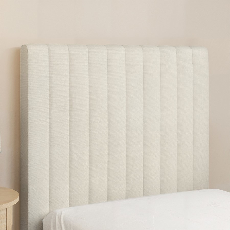 Cream Upholstered Single Side-Lift Ottoman Bed - Khloe