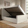 Cream Upholstered Small Double Side-Lift Ottoman Bed - Khloe