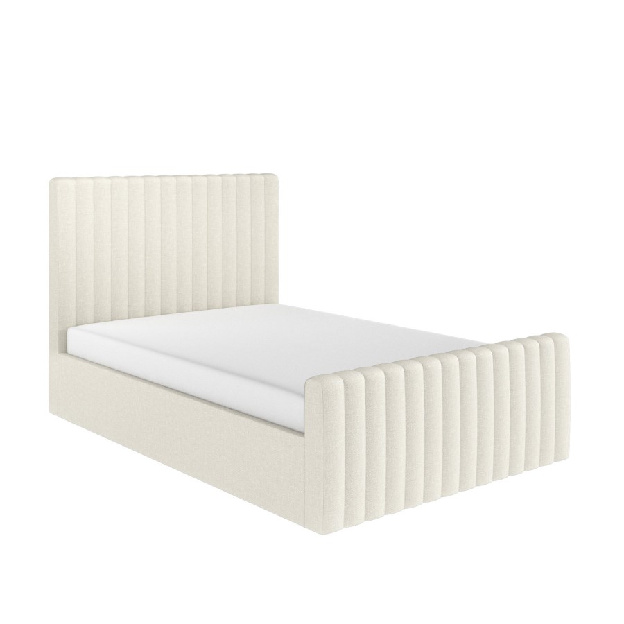 Cream Upholstered Small Double Side-Lift Ottoman Bed - Khloe