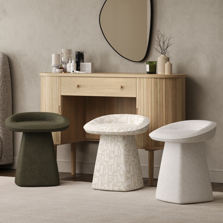 Green Chenille Swivel Dressing Table Stool - Koda