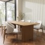Set of 4 Beige Upholstered Curved Dining Chairs With Solid Oak Exposed Back - Kori
