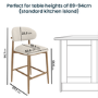 Set of 4 Beige Upholstered Curved Kitchen Stools With Solid Oak Exposed Back - Kori