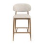 Set of 4 Beige Upholstered Curved Kitchen Stools With Solid Oak Exposed Back - Kori