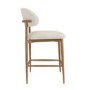 Set of 4 Beige Upholstered Curved Kitchen Stools With Solid Oak Exposed Back - Kori