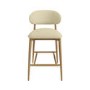 Set of 3 Cream Upholstered Curved Kitchen Stools with Limewash Solid Wood Exposed Back - Kori
