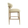 Set of 3 Cream Upholstered Curved Kitchen Stools with Limewash Solid Wood Exposed Back - Kori